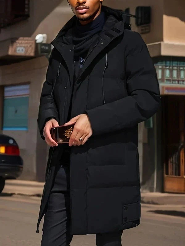 Herren Winterjacke Puffer Kapuzenjacke Lang