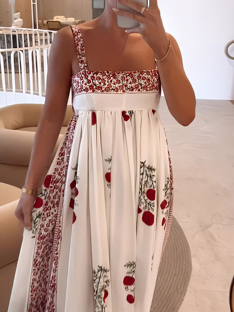 Boho Maxikleid mit Trägern Floral Leicht