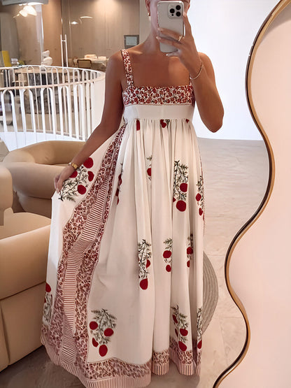 Boho Maxikleid mit Trägern Floral Leicht