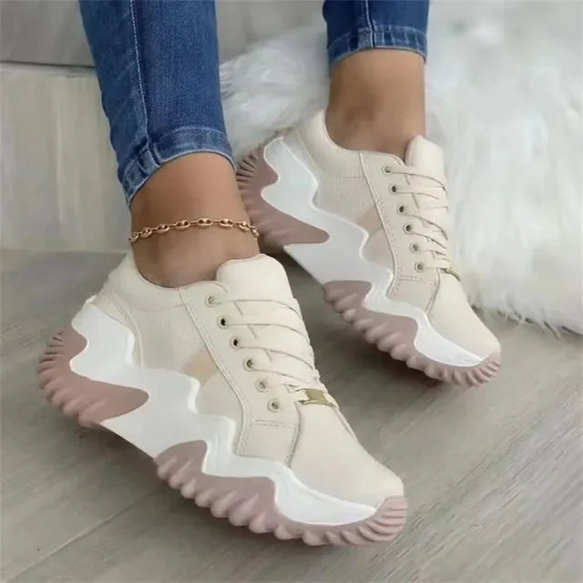 Damen Plateau Sneaker Atmungsaktiv Dicksohlige Schuhe