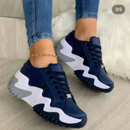 Damen Plateau Sneaker Atmungsaktiv Dicksohlige Schuhe