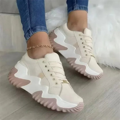Damen Plateau Sneaker Atmungsaktiv Dicksohlige Schuhe