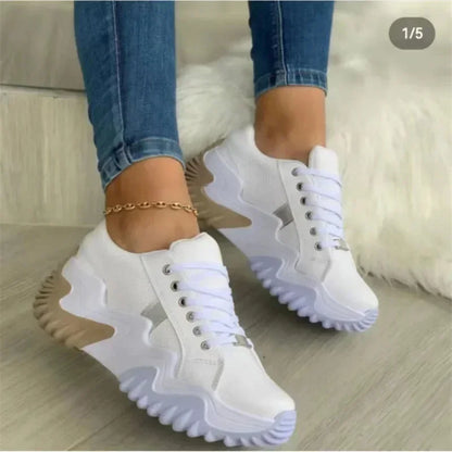 Damen Plateau Sneaker Atmungsaktiv Dicksohlige Schuhe