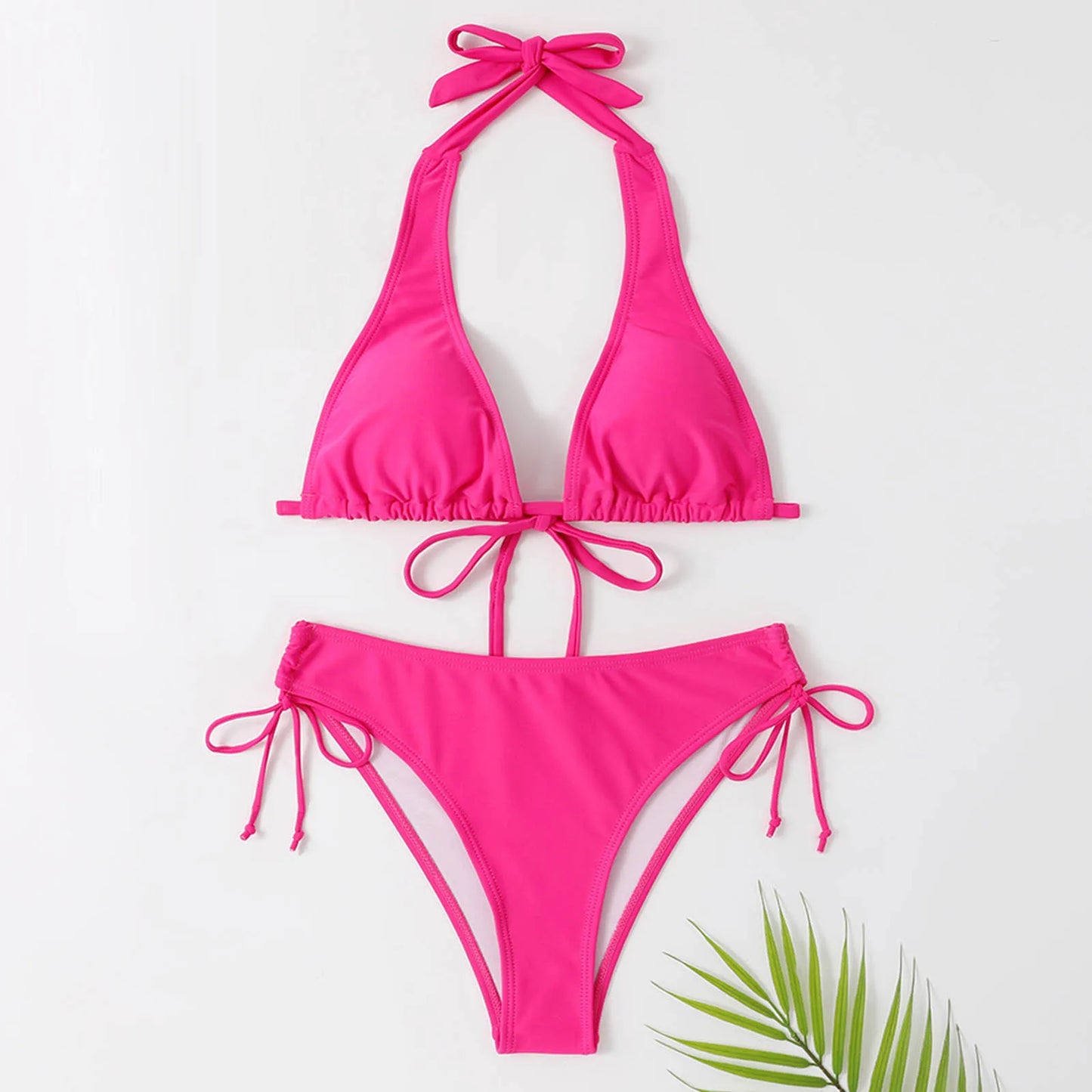 Schwarzer Neckholder Bikini Damen Elegance