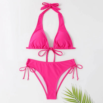 Schwarzer Neckholder Bikini Damen Elegance