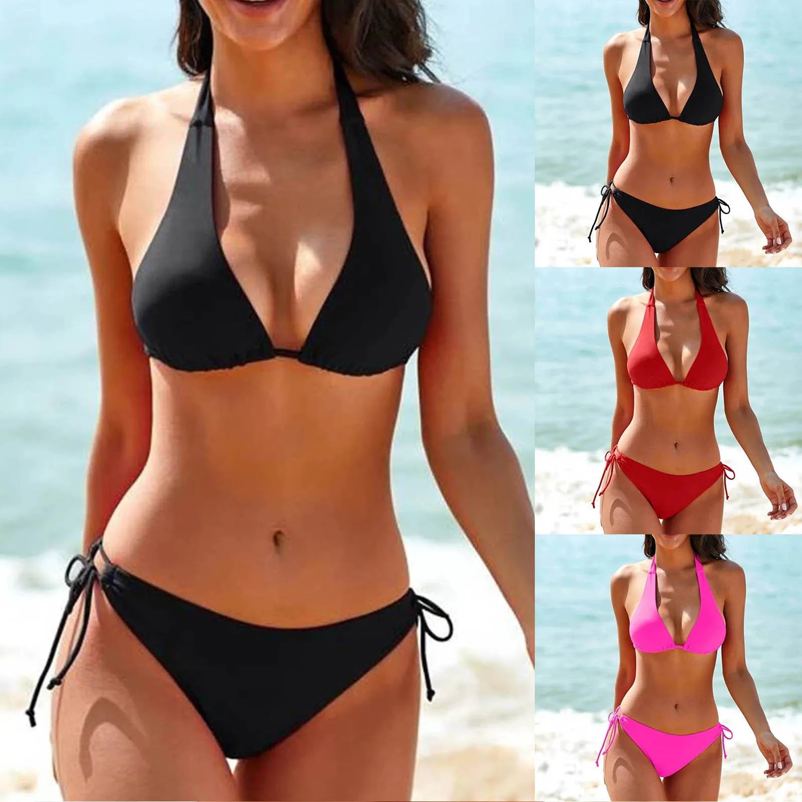 Schwarzer Neckholder Bikini Damen Elegance - BerlinGlamour