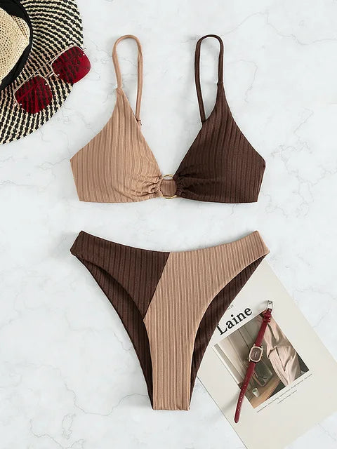 Push-Up-Bikini-Set Damen Hochwertig Mit Hoher Taille