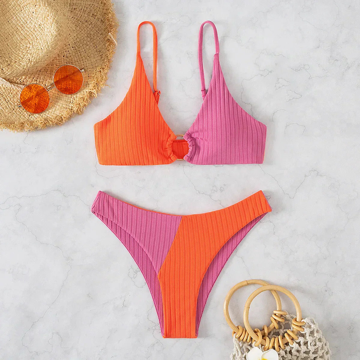Push-Up-Bikini-Set Damen Hochwertig Mit Hoher Taille