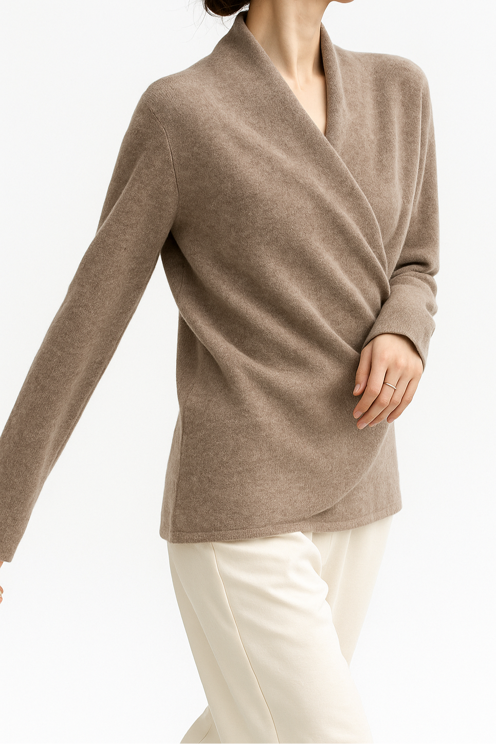Damen Wickelpullover V-Ausschnitt Weich Warm Winter