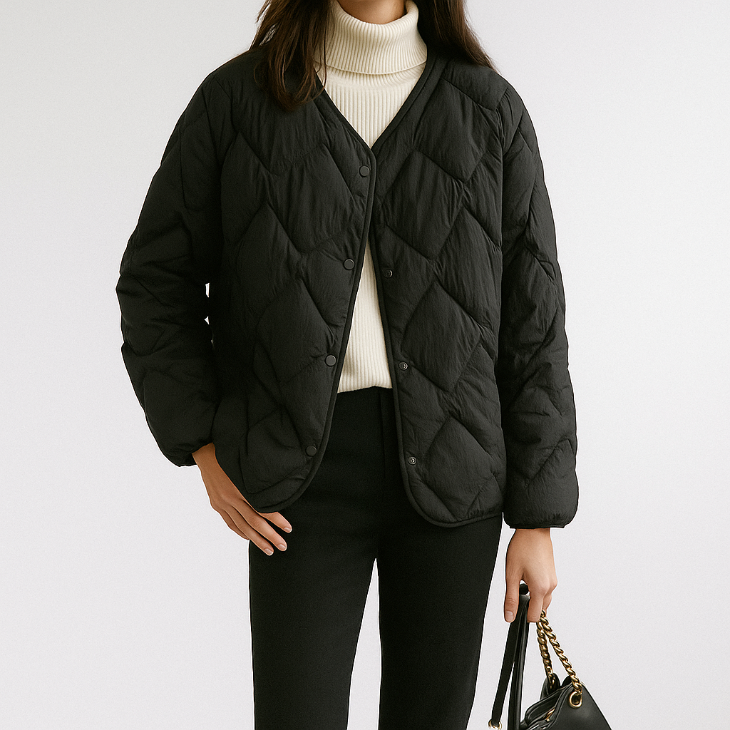Damen Pufferjacke Warm Leicht Gesteppt Winterjacke