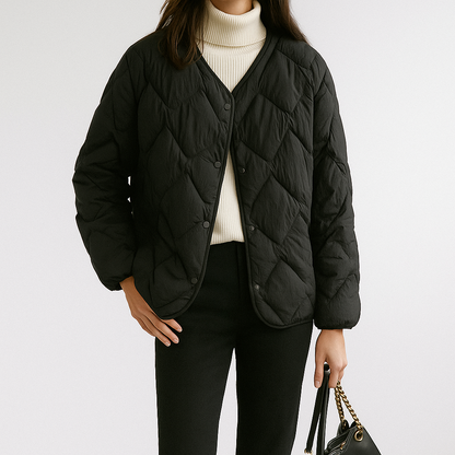 Damen Pufferjacke Warm Leicht Gesteppt Winterjacke