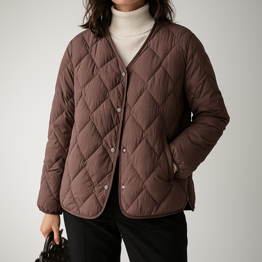 Damen Pufferjacke Warm Leicht Gesteppt Winterjacke