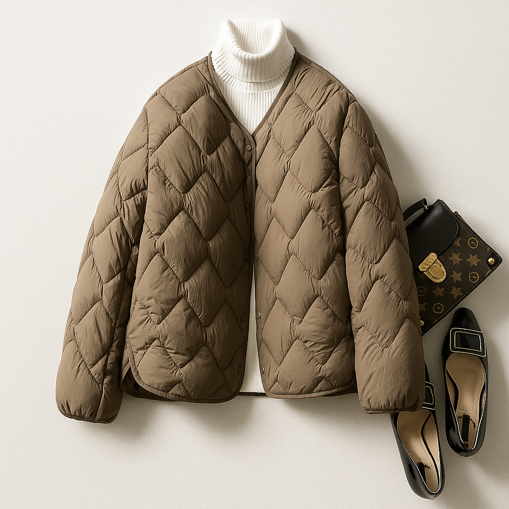 Damen Pufferjacke Warm Leicht Gesteppt Winterjacke