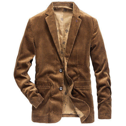 Herren Blazer Cord Freizeitjacke mit Blumenfutter Modern