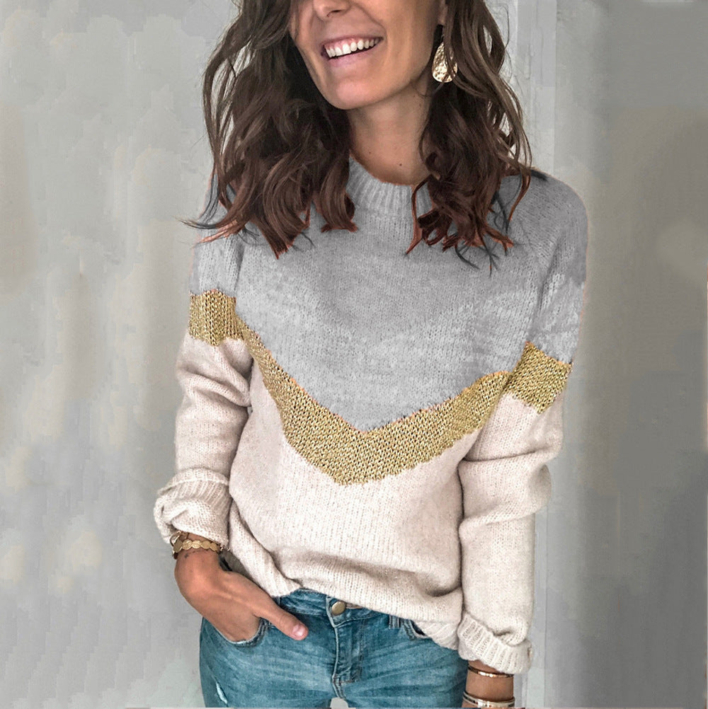 Damen Strickpullover Rundhals Weich Modern