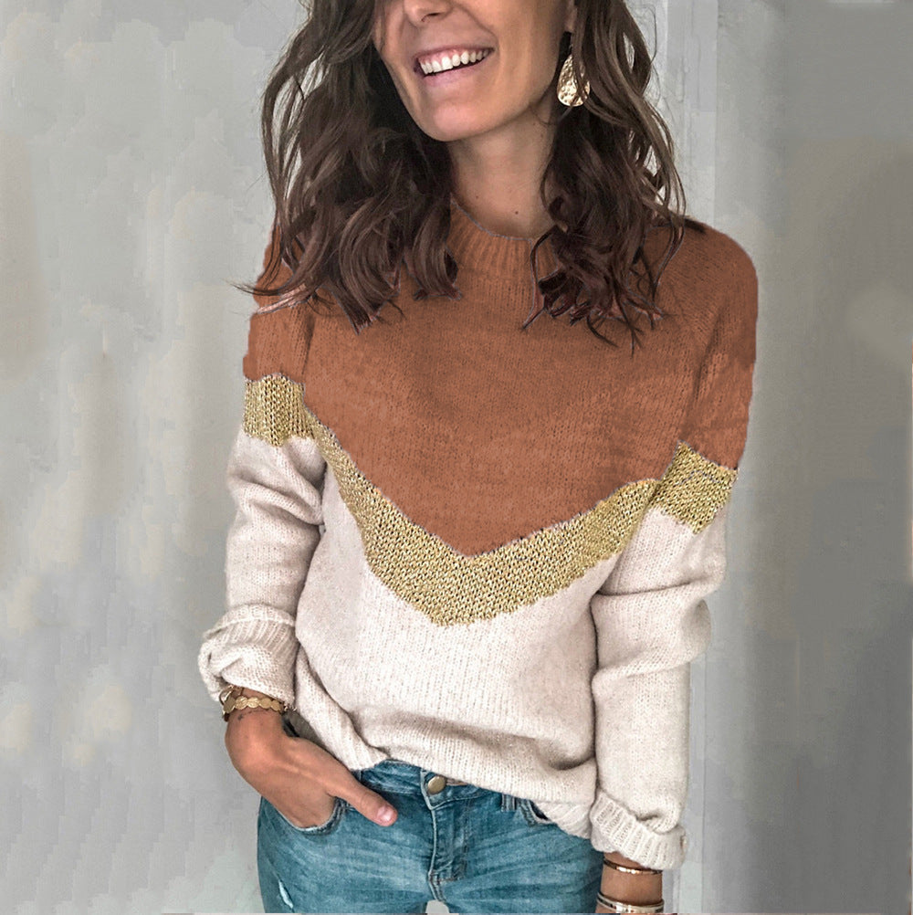 Damen Strickpullover Rundhals Weich Modern
