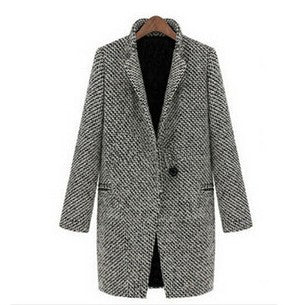 Winterjacke Schwarz Weiß Hahnentrittmuster Elegant - BerlinGlamour