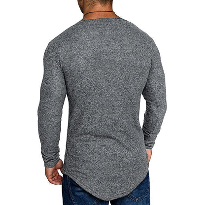 Herren Langarmshirt Modern V-Ausschnitt Komfort Passform