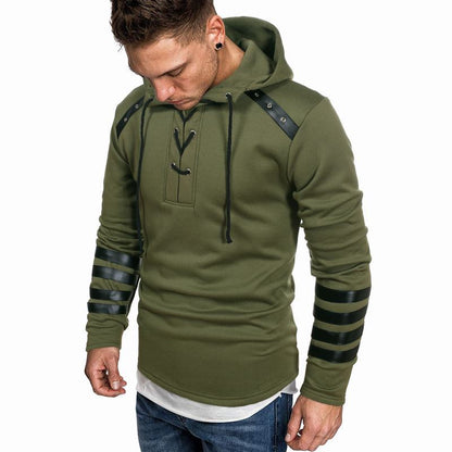 Herren Hoodie Leder Stehkragen Modern