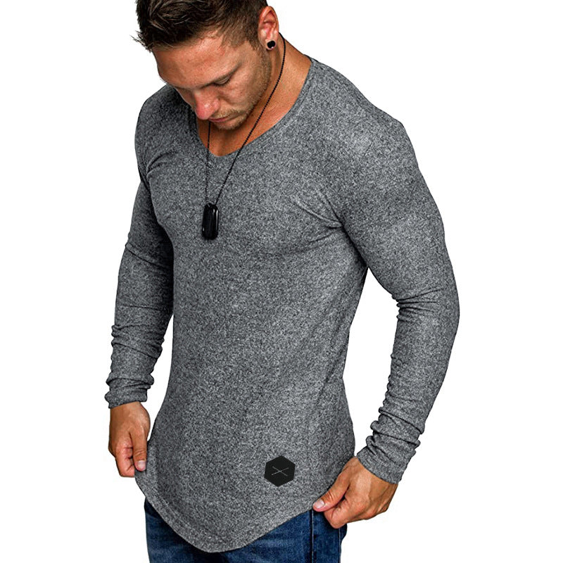 Herren Langarmshirt Modern V-Ausschnitt Komfort Passform