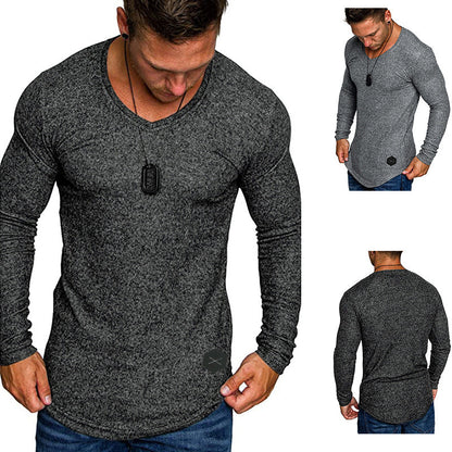 Herren Langarmshirt Modern V-Ausschnitt Slim Fit - BerlinGlamour