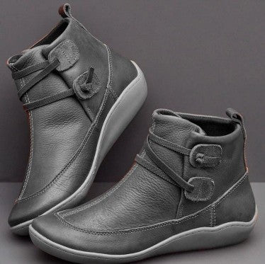 Damen Stiefel Komfortabel Schnallenverschluss Schwarz Modisch