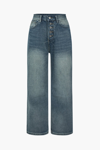 Retro Jeans Damen Vintage Button Fly Style - BerlinGlamour