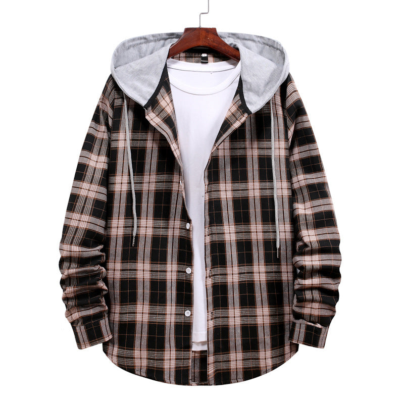 Herren Flanellhemd Kapuzenpullover Modern Lässig