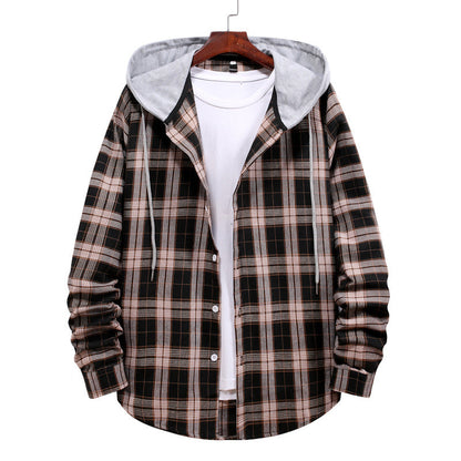 Herren Flanellhemd Kapuzenpullover Modern Sportlich