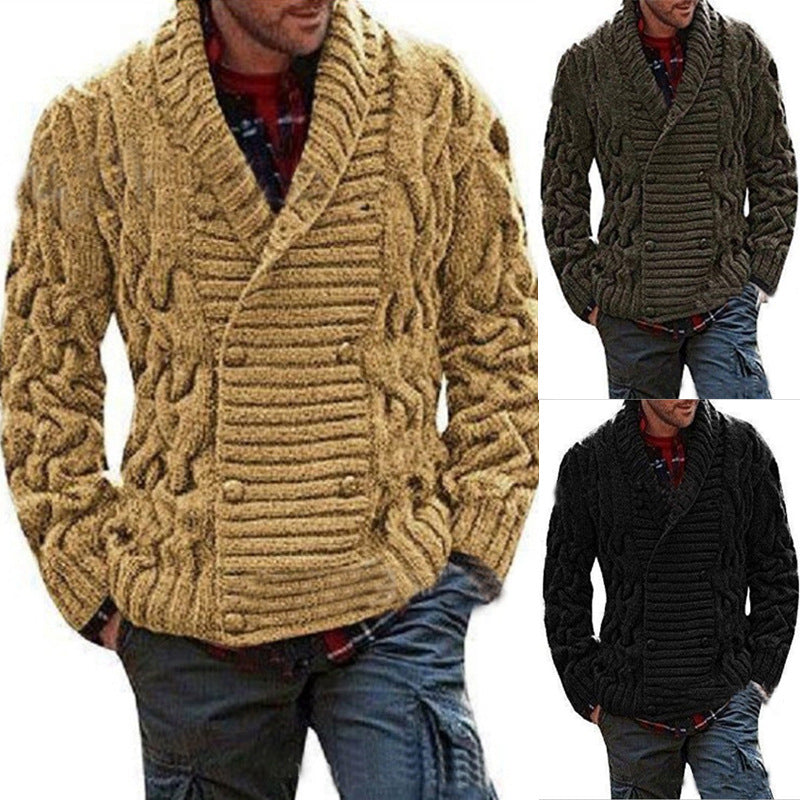 Herren Strickjacke Modern mit Zopfmuster und Doppelknöpfen - BerlinGlamour