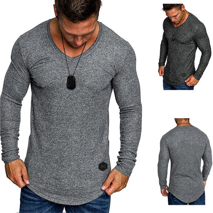 Herren Langarmshirt Modern V-Ausschnitt Slim Fit