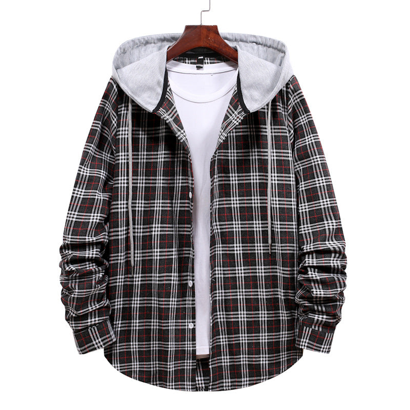 Herren Hemd Kapuzenhemd Karo Design Modern
