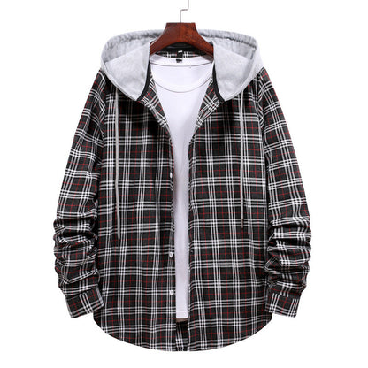 Herren Hemd Kapuzenhemd Karo Design Modern