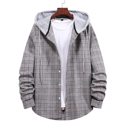 Herren Hemd Kapuzenhemd Karo Design Modern
