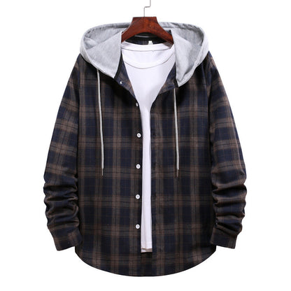 Herren Flanellhemd Kapuzenpullover Modern Lässig