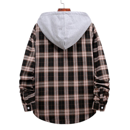 Herren Flanellhemd Kapuzenpullover Modern Lässig