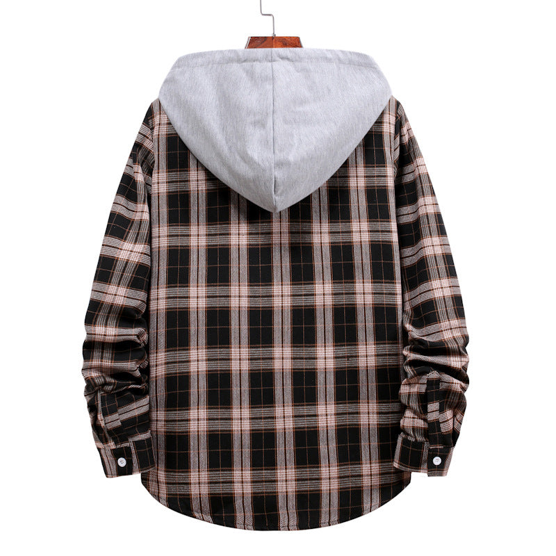 Herren Flanellhemd Kapuzenpullover Modern Sportlich