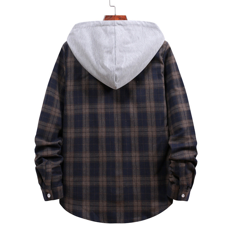 Herren Flanellhemd Kapuzenpullover Modern Lässig