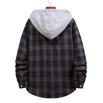 Herren Flanellhemd Kapuzenpullover Modern Lässig