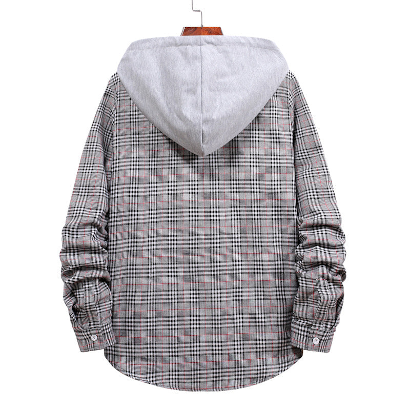 Herren Hemd Kapuzenhemd Karo Design Modern