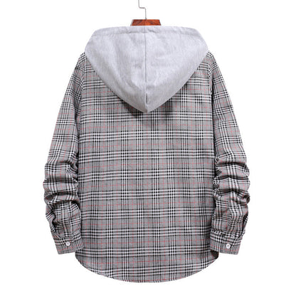 Herren Hemd Kapuzenhemd Karo Design Modern