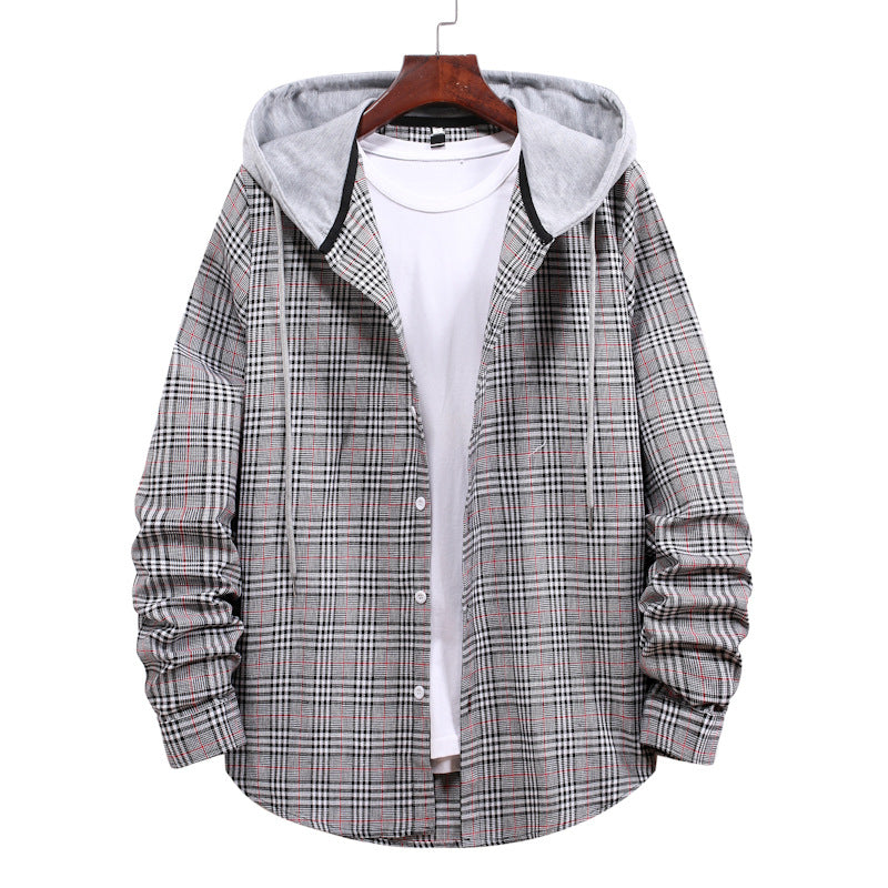 Herren Hemd Kapuzenhemd Karo Design Modern