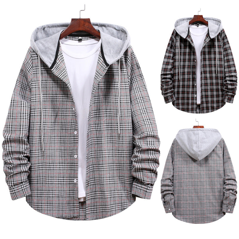 Herren Hemd Kapuzenhemd Karo Design Modern - BerlinGlamour