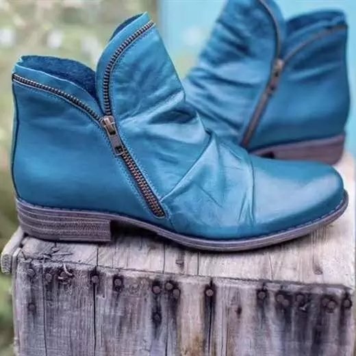 Damen Boots Ankle Modisch Asymmetrisch Reißverschluss