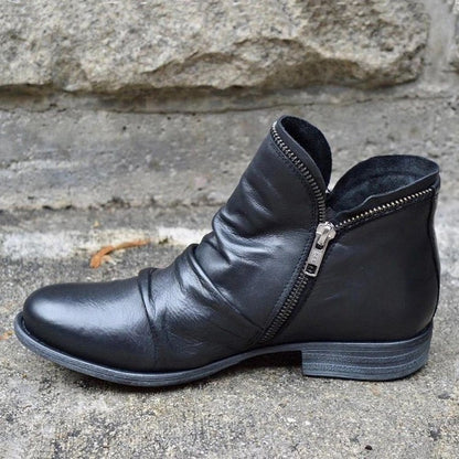 Damen Boots Ankle Modisch Asymmetrisch Reißverschluss