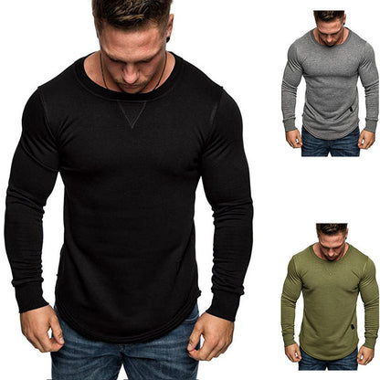 Herren T-Shirt Langarm Sportlich Strukturiert Modern