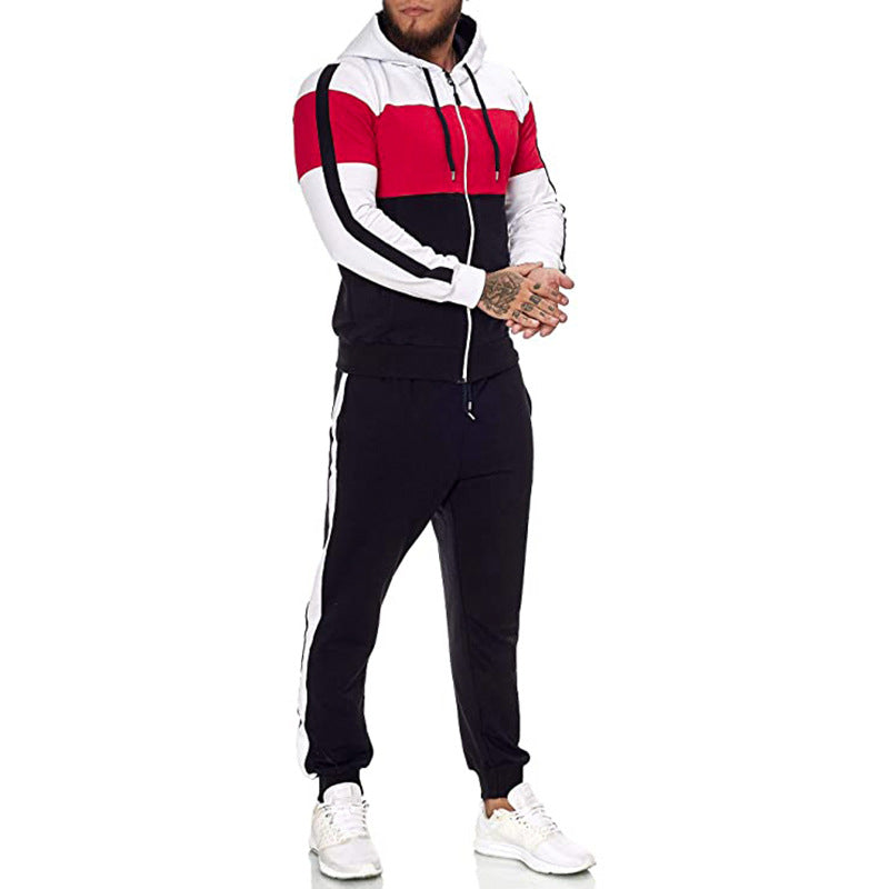 Herren Sportanzug Kapuze Modern Farbblock Design