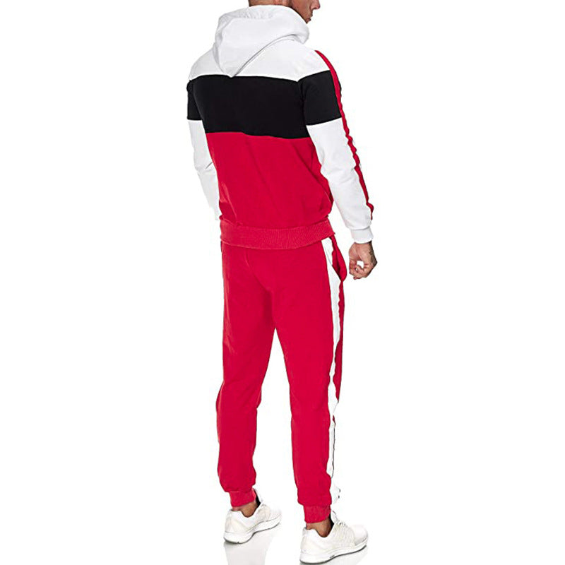 Herren Sportanzug Kapuze Modern Farbblock Design