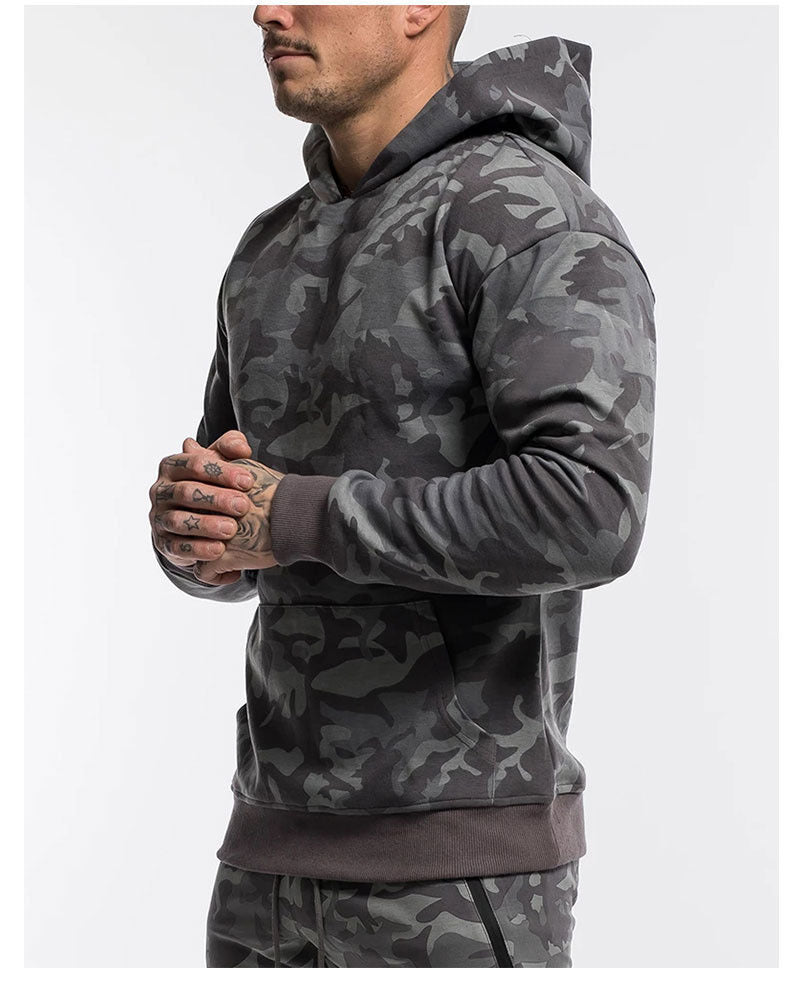 Herren Kapuzenpullover Camo Sweatjacke Sportlich Mit Kängurutasche - BerlinGlamour