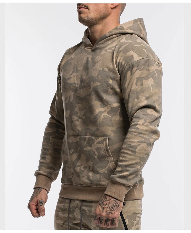 Herren Kapuzenpullover Camo Sweatjacke Sportlich Mit Kängurutasche